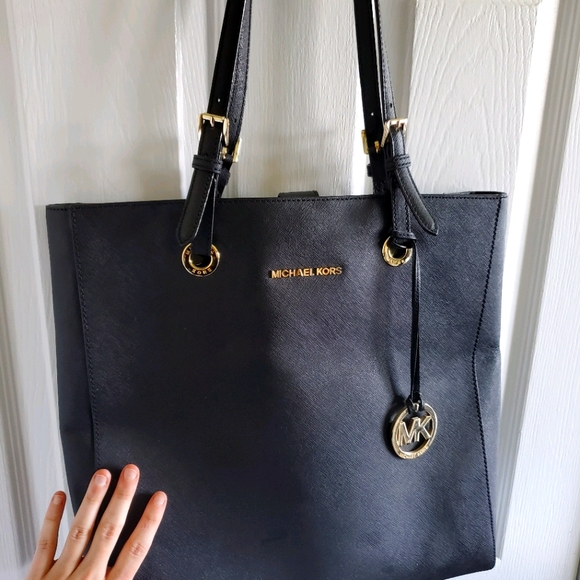 Michael Kors Handbags - Michael Kors Tote Bag - Matte Black Gold Hardware